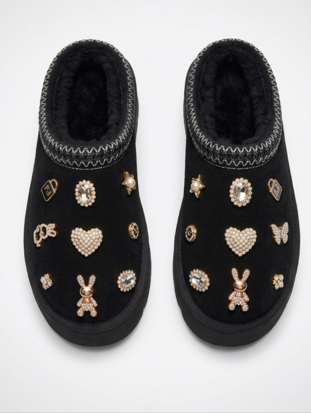 Cozy Embellished Black Women's Slippers